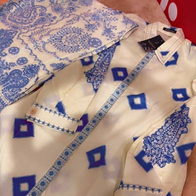 Lawn skin blue embroidery 595