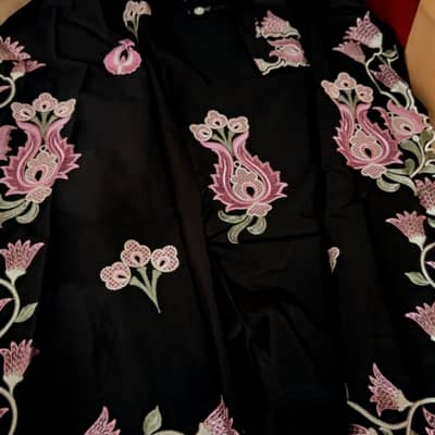 Black full embroidery Aline frock shirt 6500