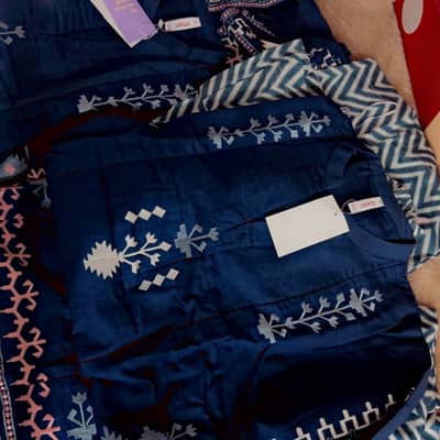 Blue embroidery new arrival 2pc 