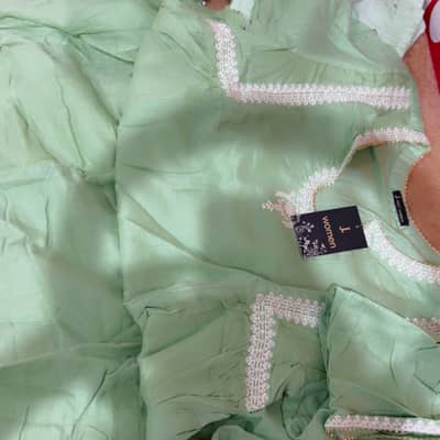 green panel frock shirt 3pc 6500