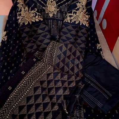 Lawn 3pc long length.full embroidery 5900