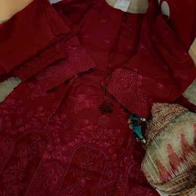Luxury lawn summer Mehroon 3pc fresh 