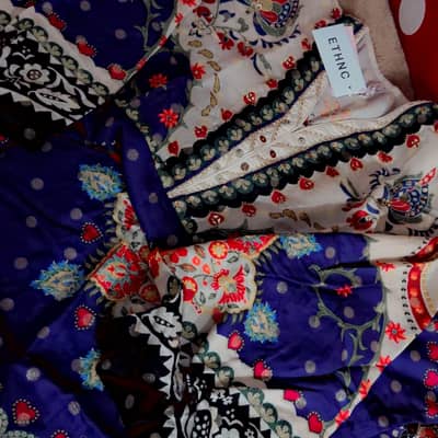 Medium long kaftan shirt Ethnc blue purple  6600