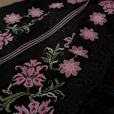 Ethnc cross stitch embroidery Black small