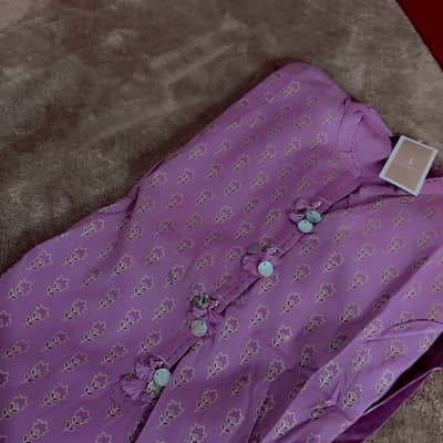 Summer long shirt pink  lawn 