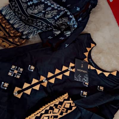 lawn summer 2pc embroidery black rust 