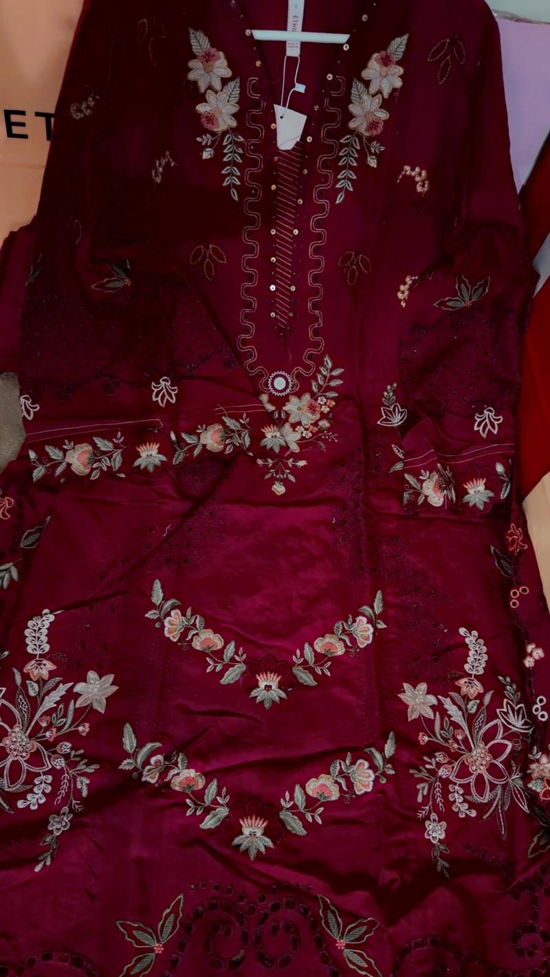 Mehroon lawn ethnic new arrival 8950