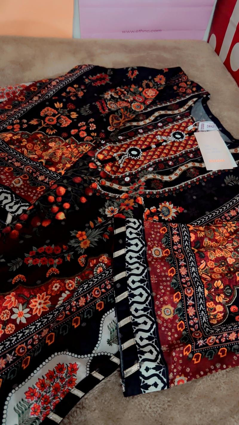 Ethnc black shirt hand work 4250