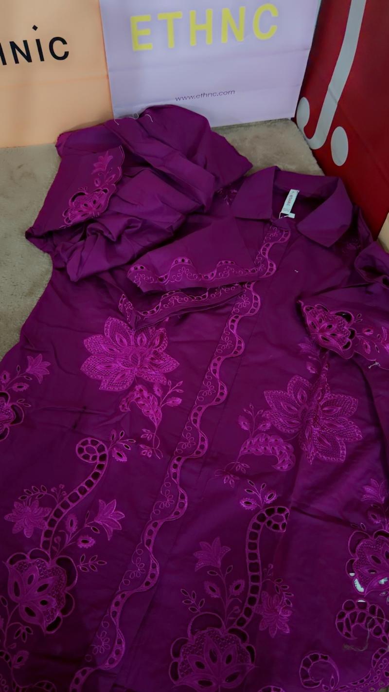 Lawn summer plum suit 