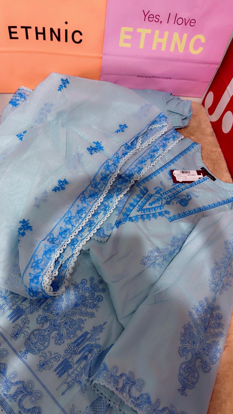 Lawn 3pc embroidery blue 