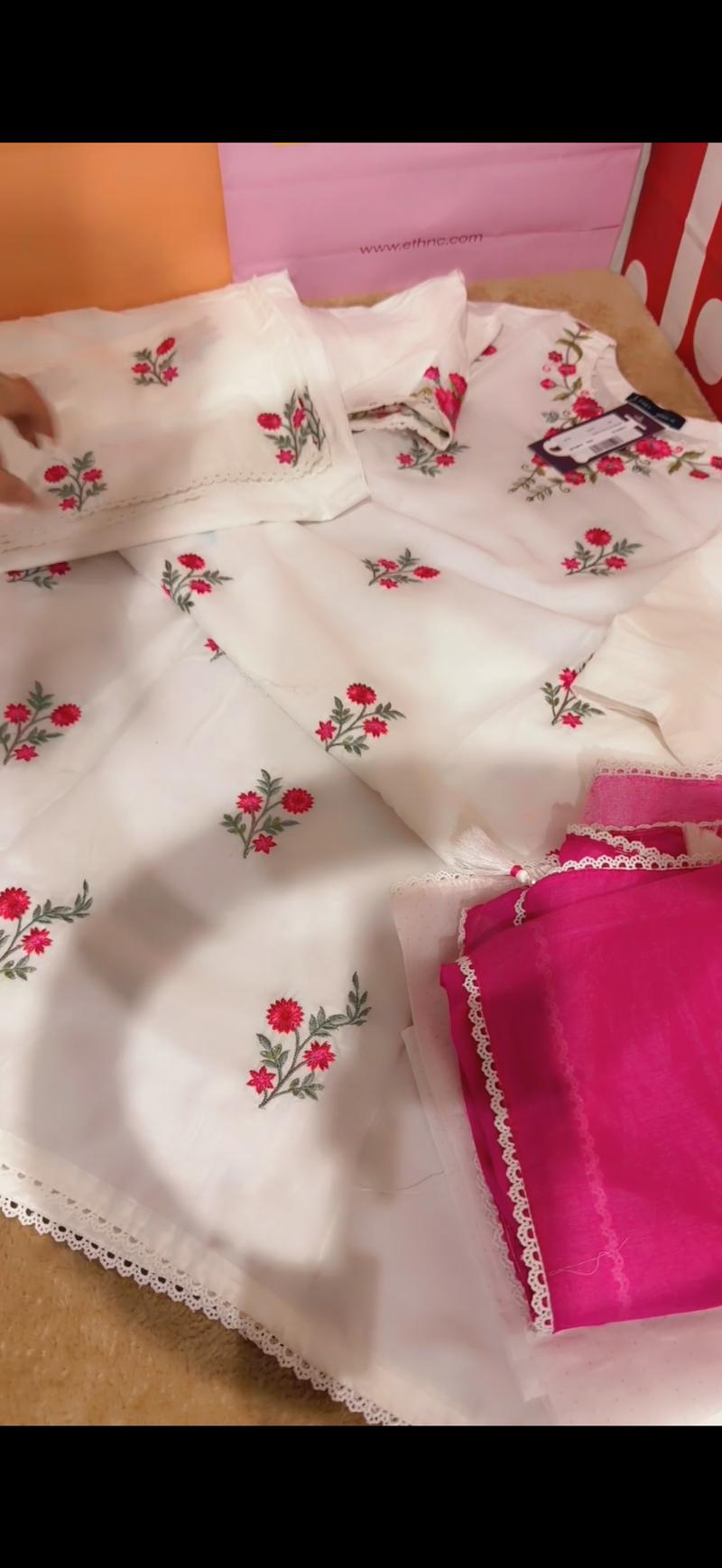 3pc embroidered red white 