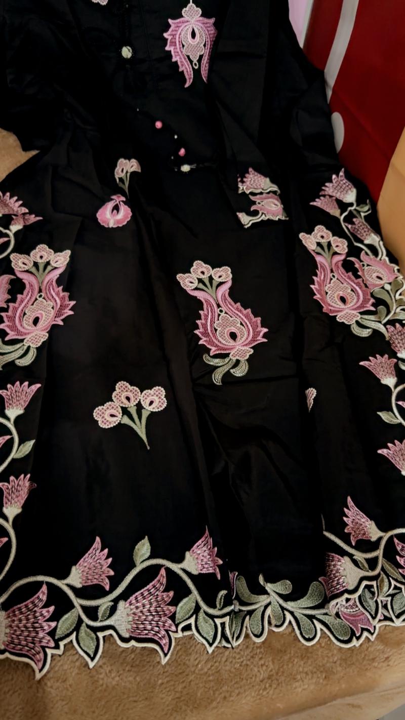 Black full embroidery Aline frock shirt 6500