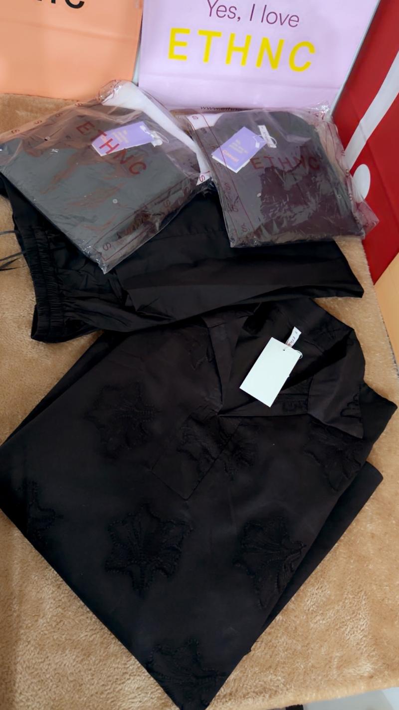 Black embroidered 2pc Ethnc 3850