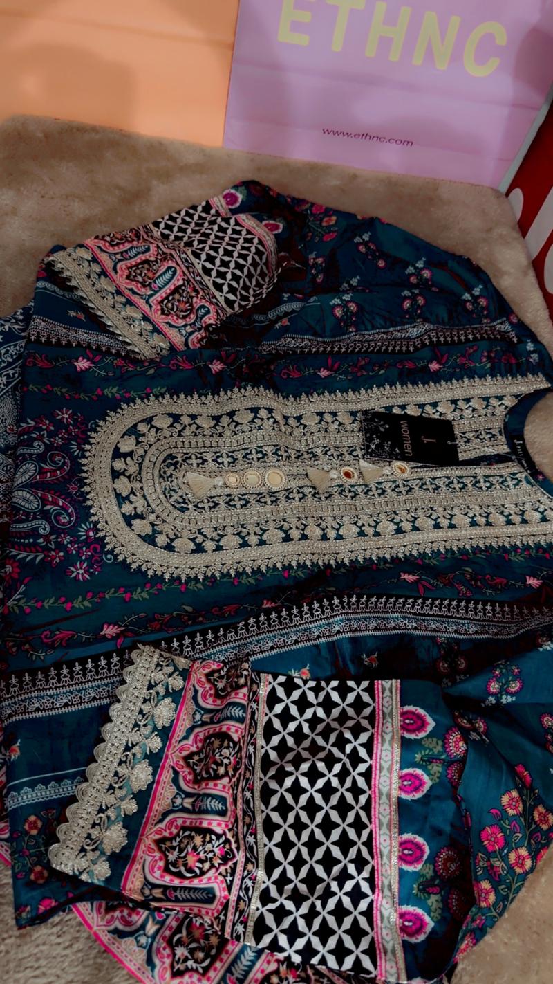 Lawn embroidery multi shirt 3350