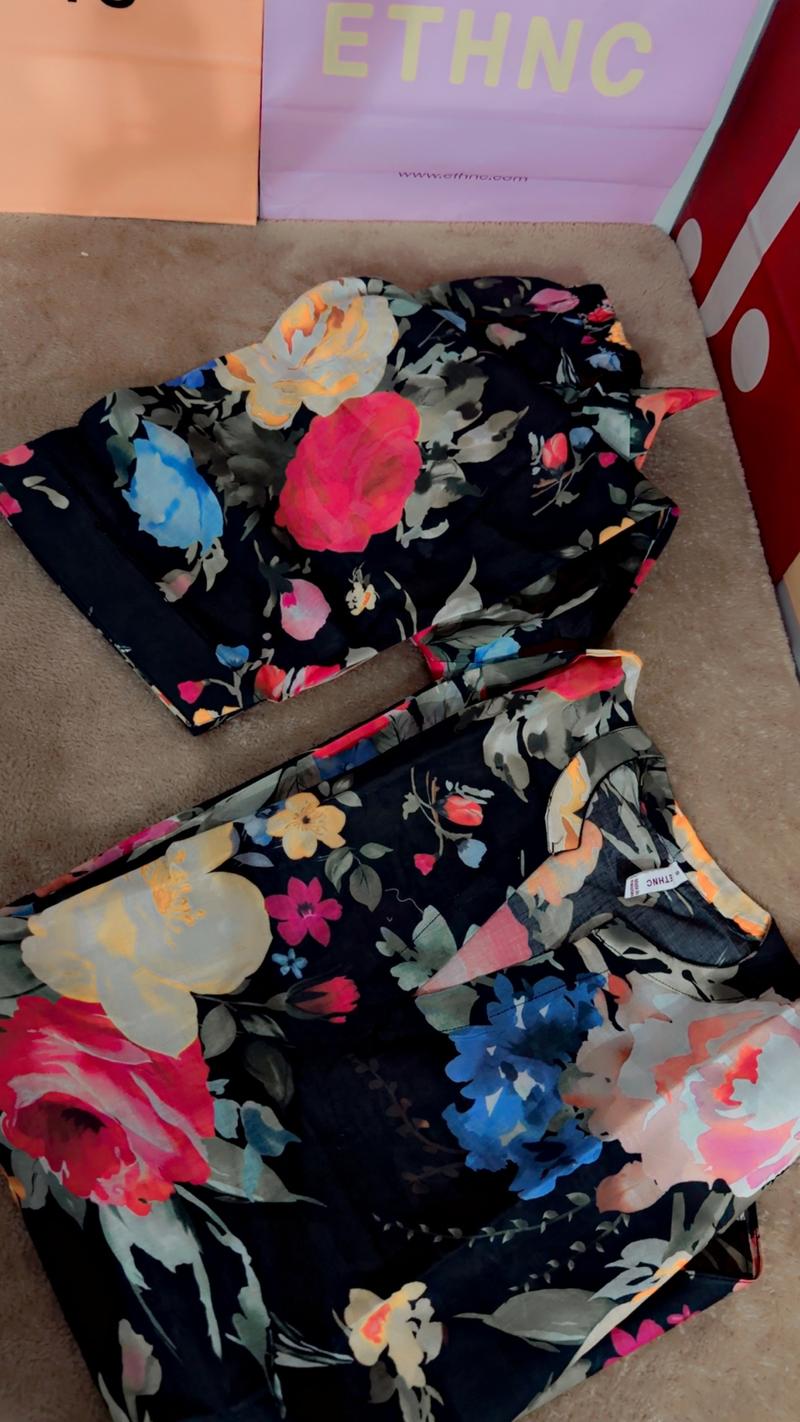 Black floral 2pc 3450