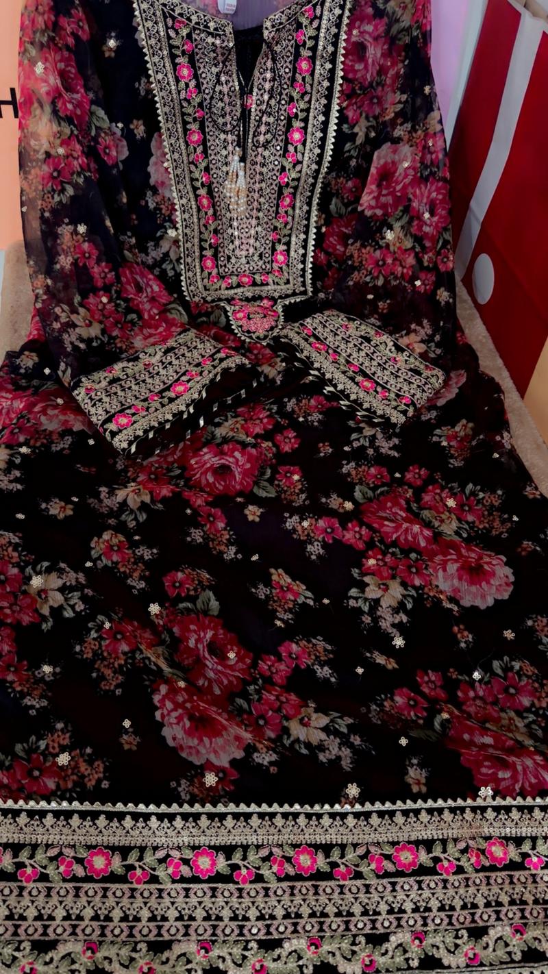 10500 Chiffon black with inner kaftan shirt botique 