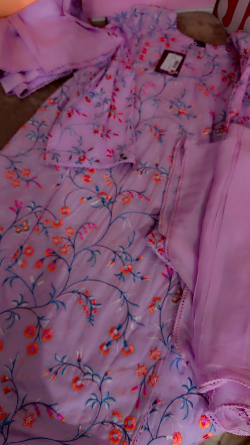 Lilac heavy embroidery full 3pc 