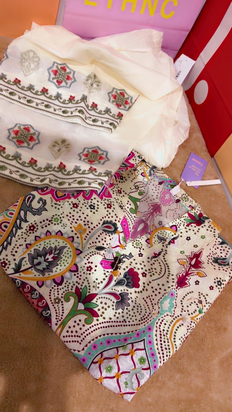Ethnc new arrival multi 2pc emb shalwar Farshi 5900