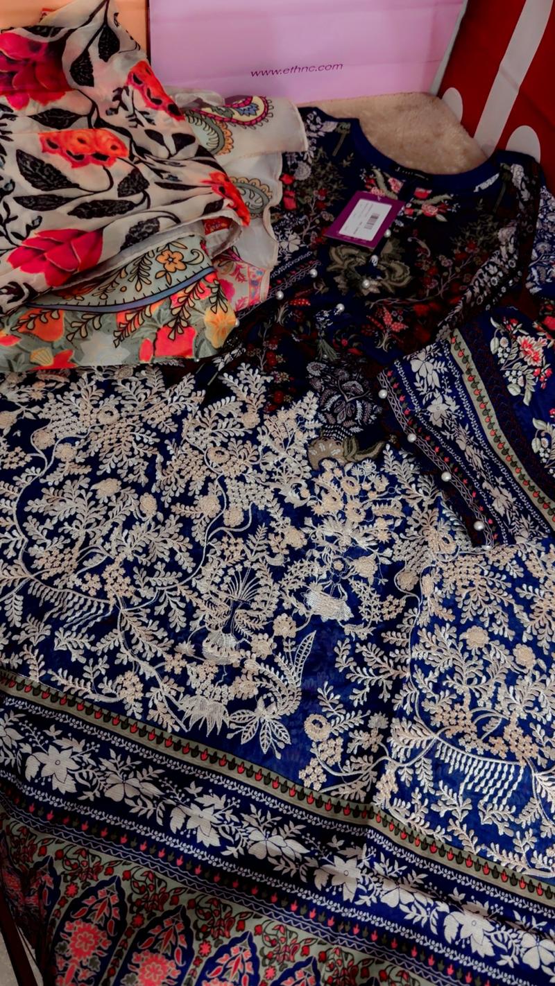 5950 navy blue embroidery 3pc