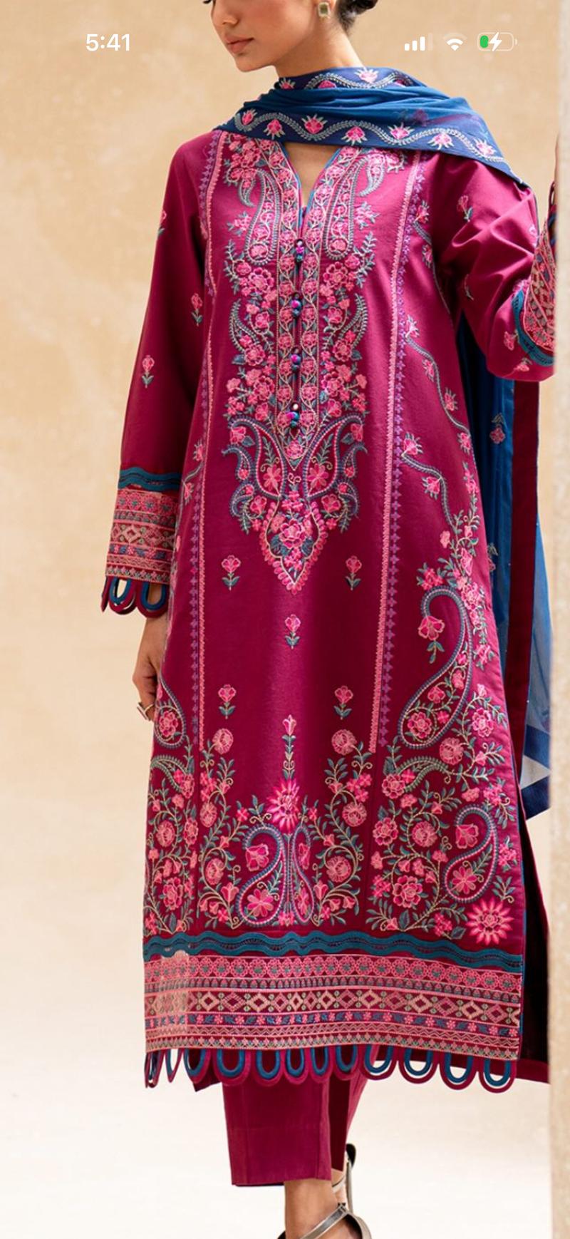 Luxury lawn pink 3pc 
