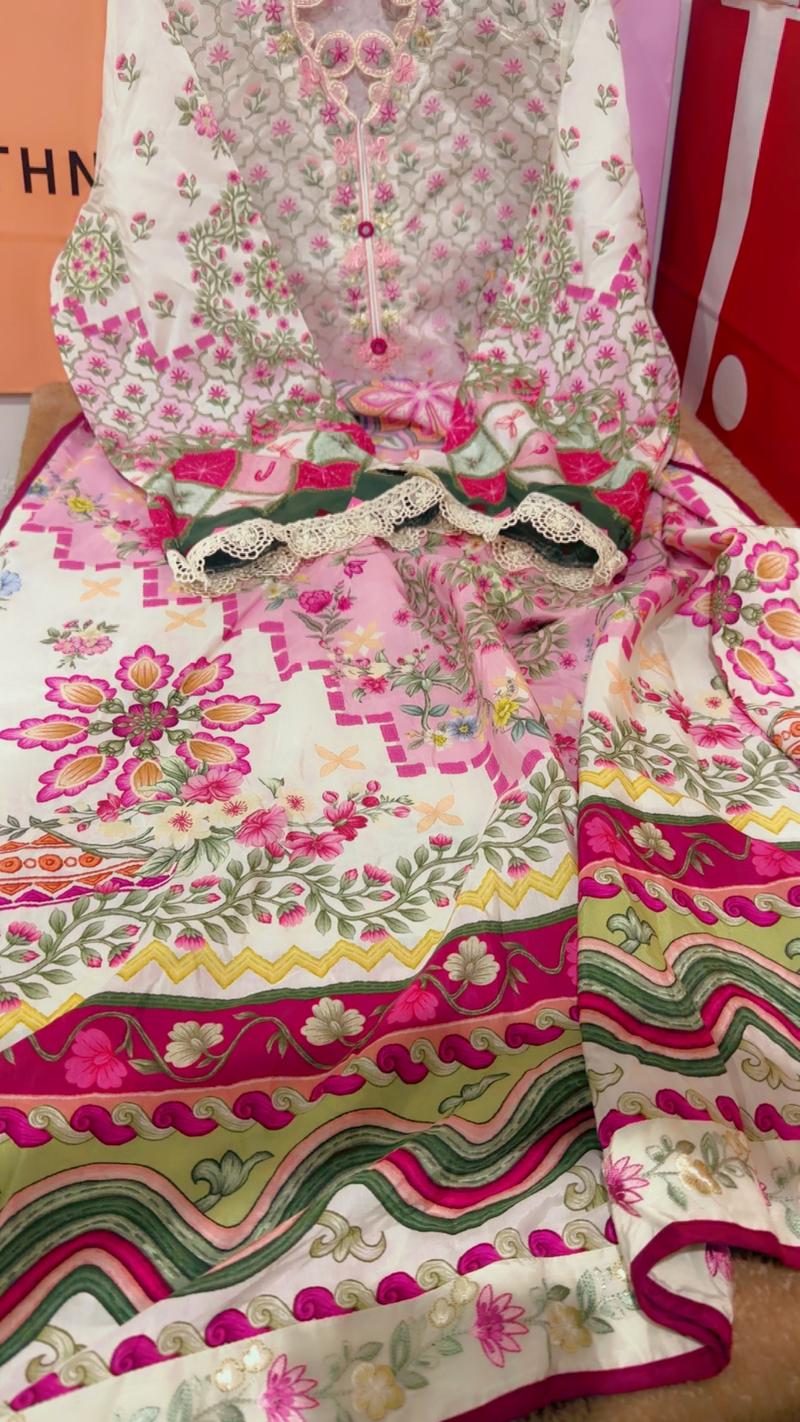 Ethnc pink embroidery kaftan 7350