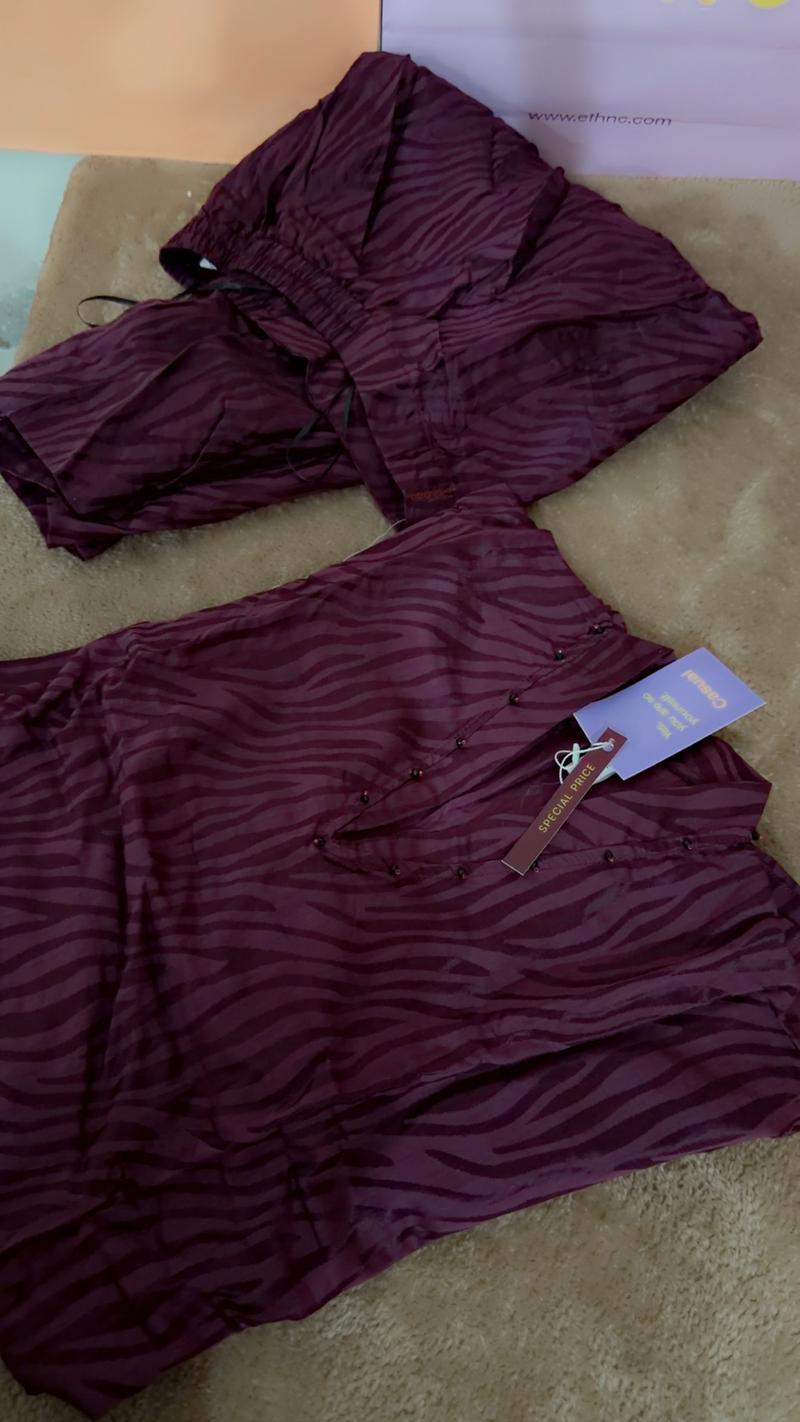 Mehroon self print 2pc 