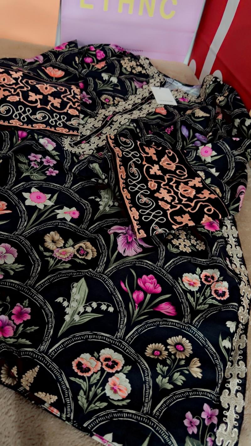 Black fresh saphire shirt 3950 long shirt embroidered 