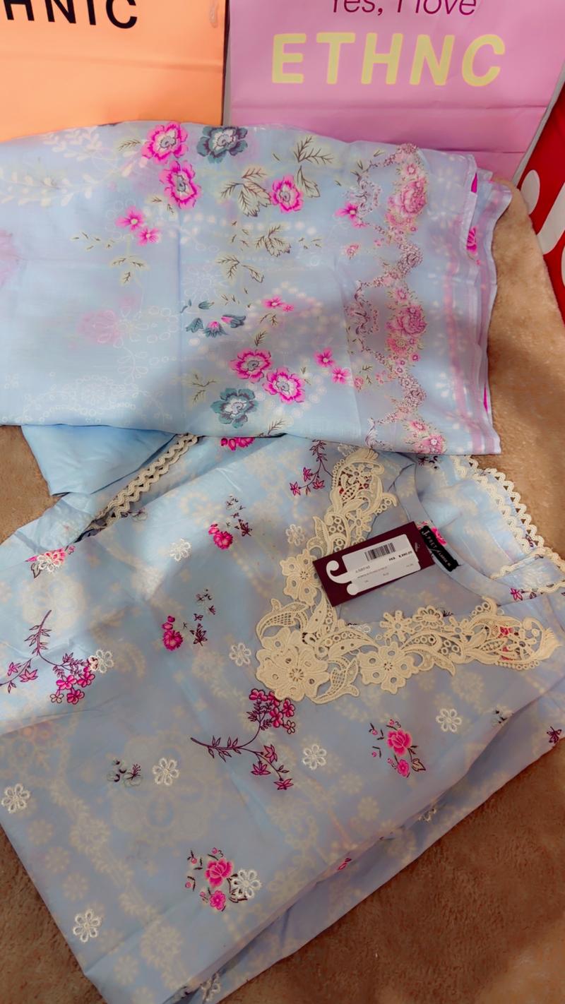 Ice blue embroidery 3pc 7500 fresh