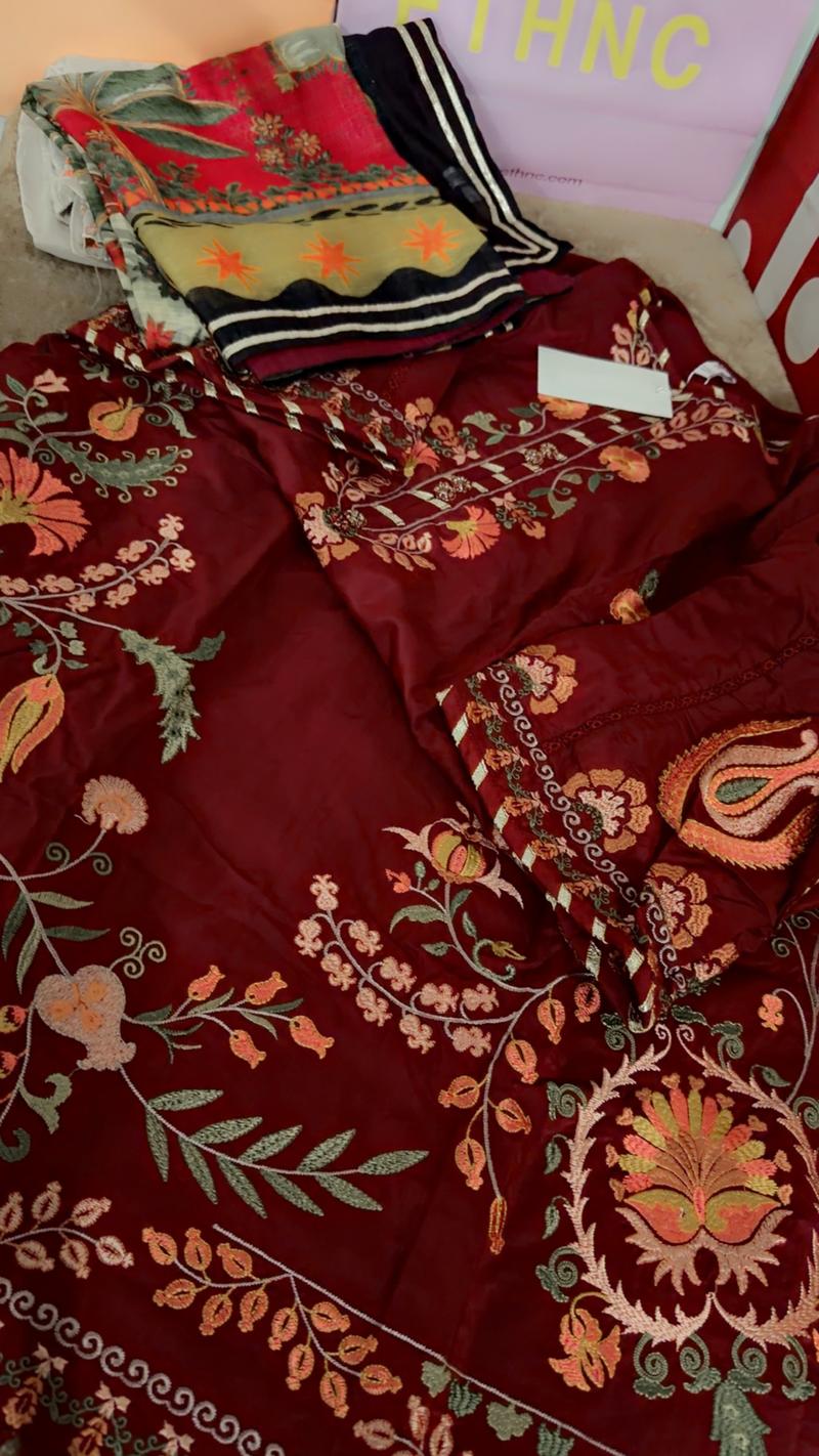 Mehroon Ethnc 3pc 12500