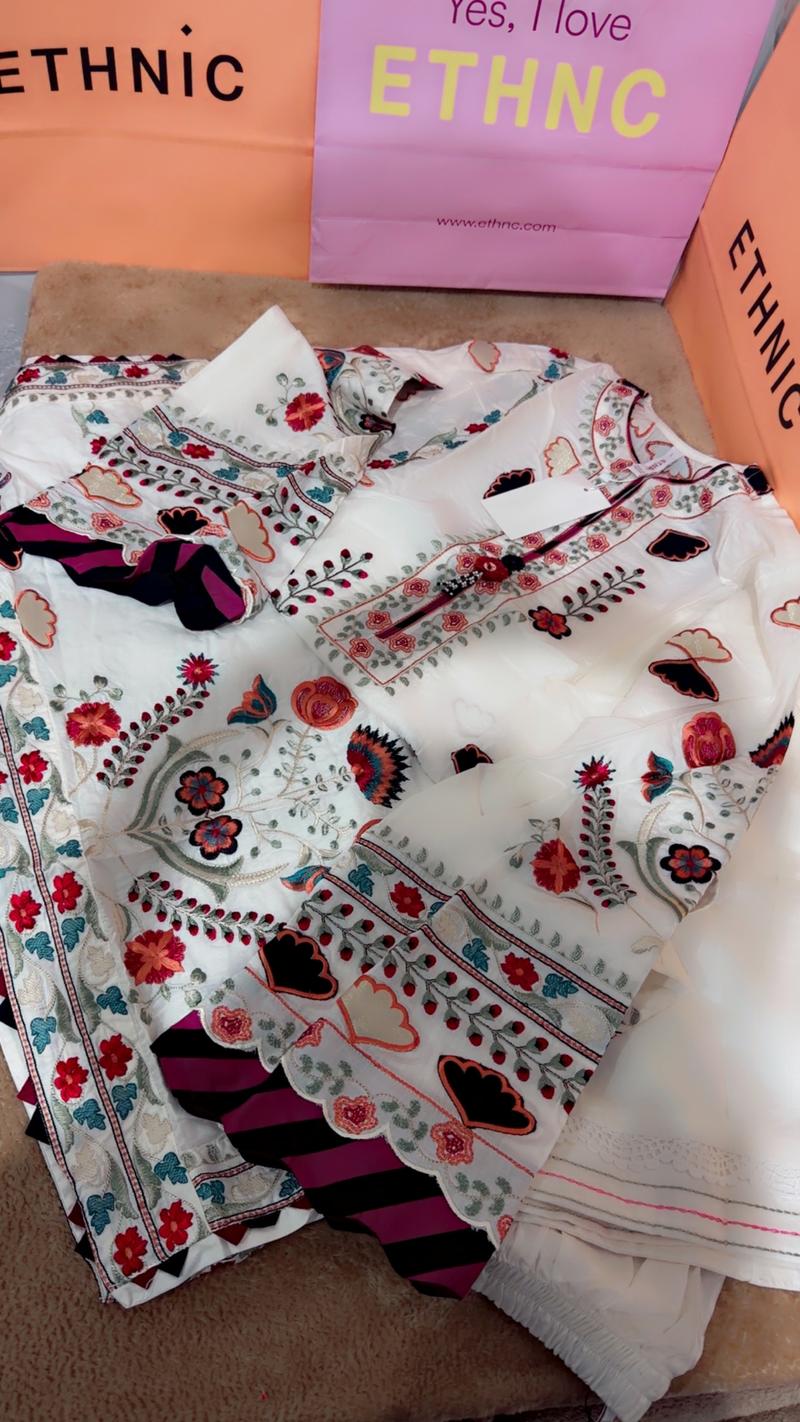 White on multi embroidery 