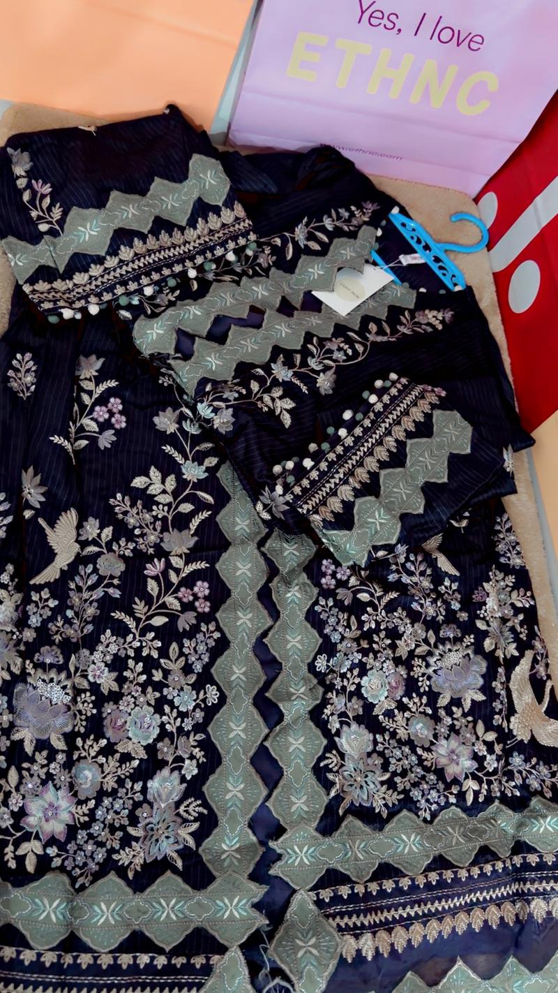 Purple long gown shirt 7800 long inner full Emb