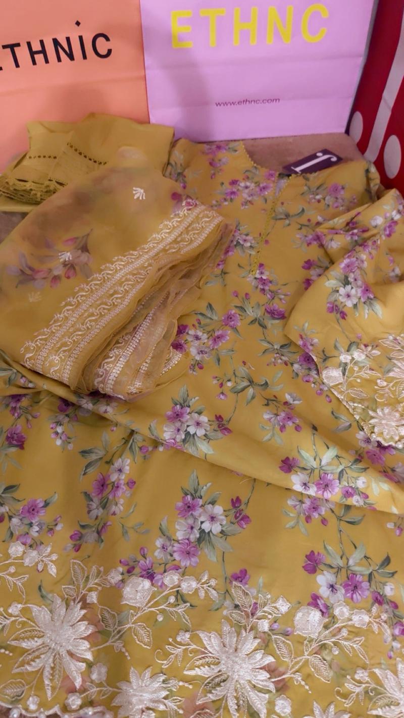Summer lawn 3pc butter yellow 