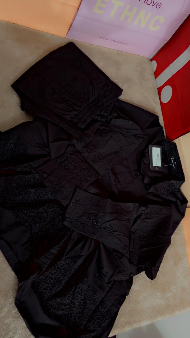 3850 embroidery black lawn cotton