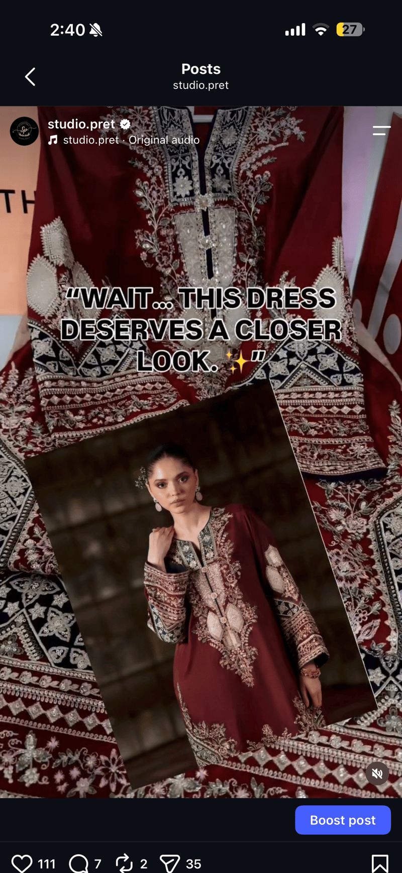 Mehroon  botique 16500
