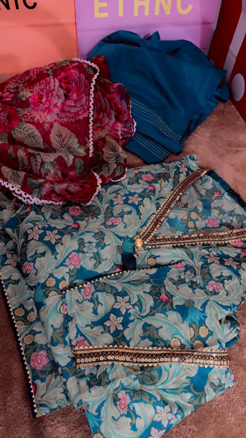 3pc summer lawn silk mix