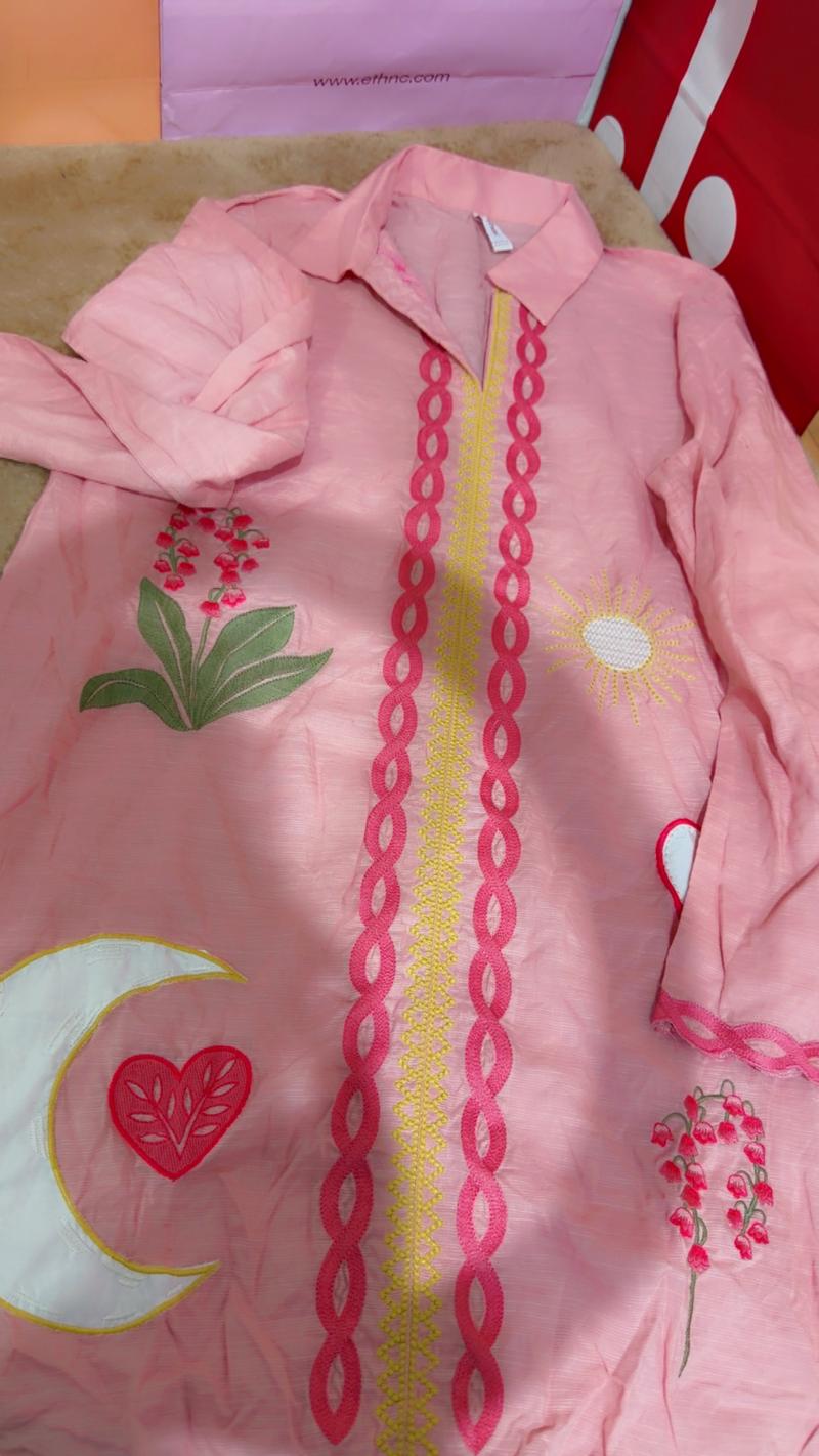 2250 pink ethnic embroidery shirt