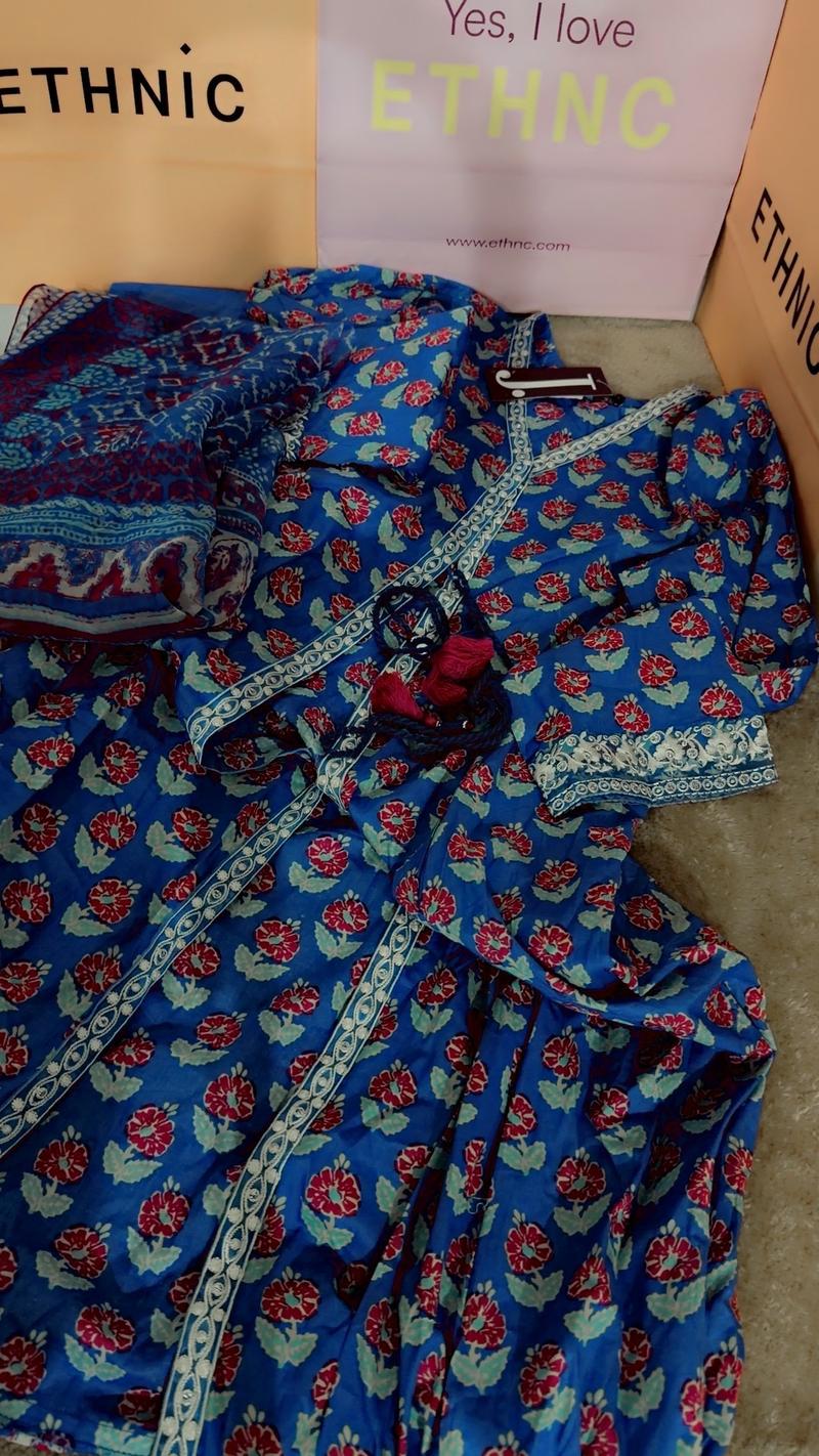 Navy blue lawn frock 3pc
