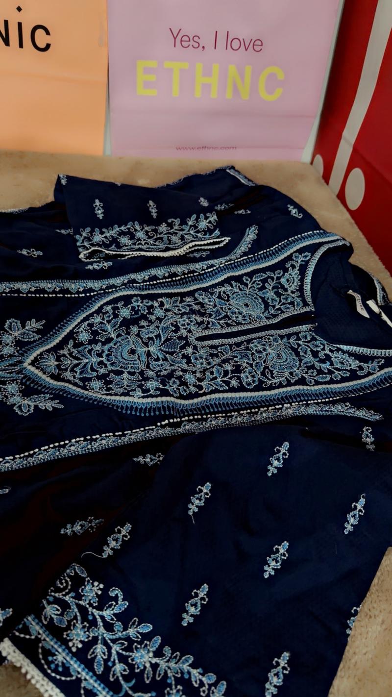 Fresh navy blue long shirt 4450