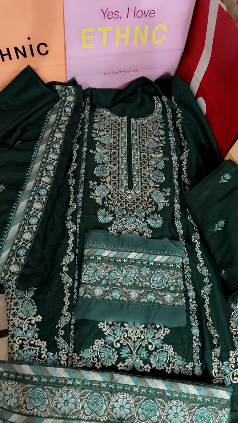 Ethnic luxury lawn green 