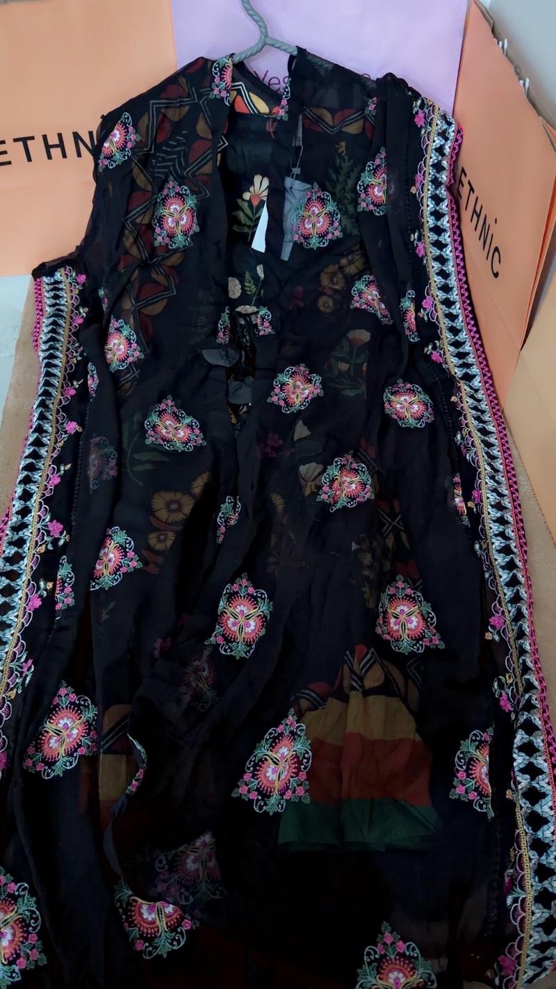 Black Formal kaftan 2pc chiffon fresh 
