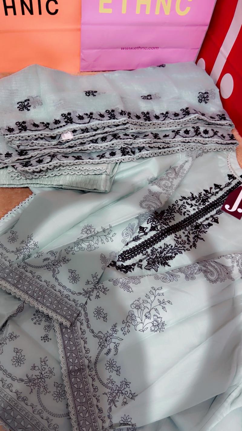 Mint green summer heavy embroidery 