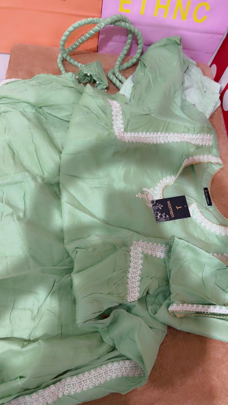 green panel frock shirt 3pc 6500