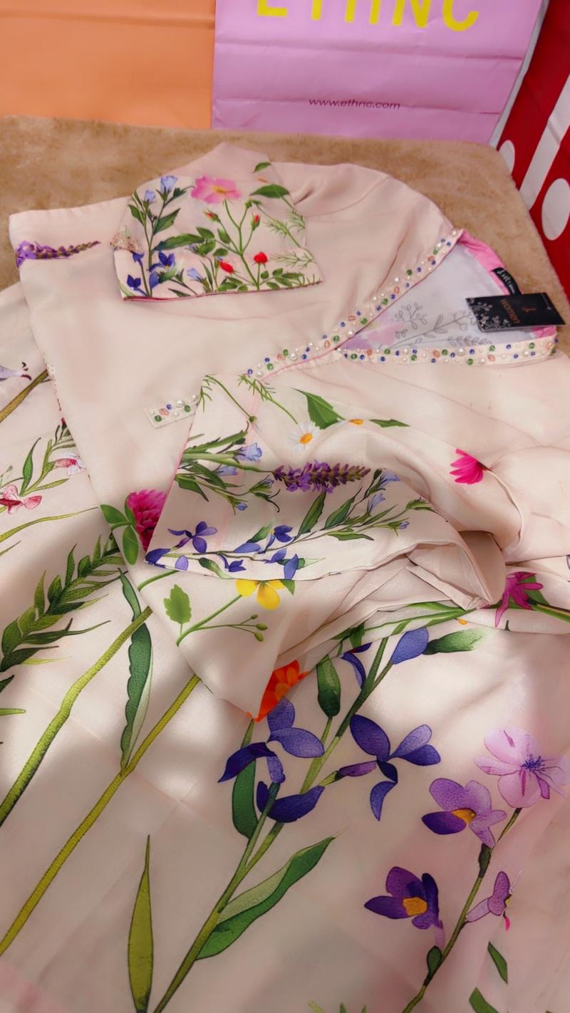Formal stone work long kaftan shirt