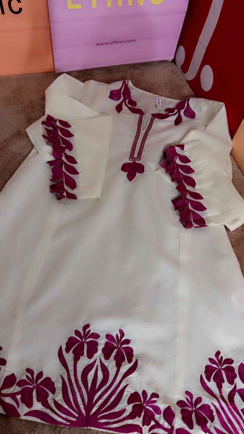 Lawn ethnic plum embroidery shirt 