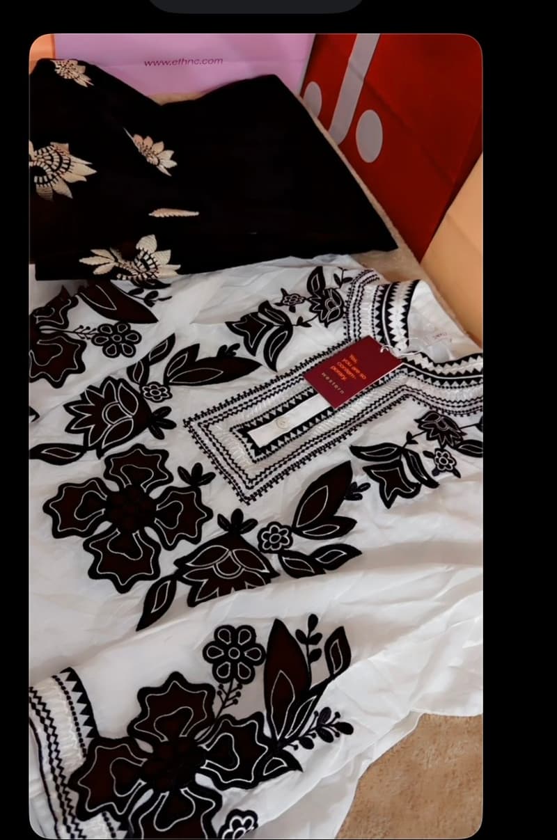 Black white Ethnc 2pc lawn 