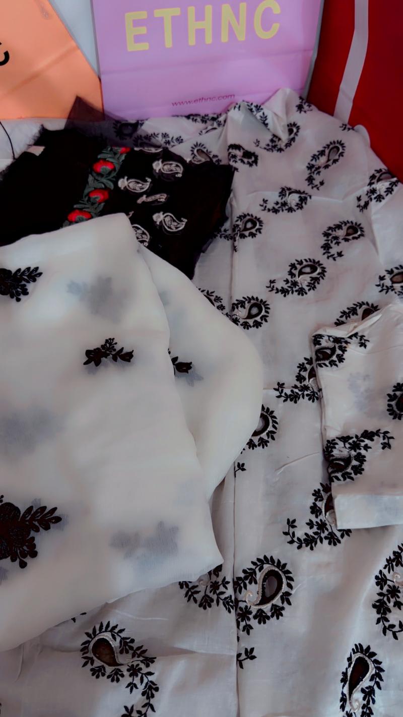 Summer lawn dress 3pc white 