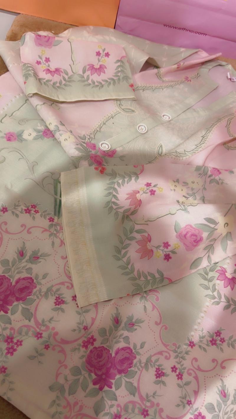 Lawn Zari summer kaftan shirt pink 4200