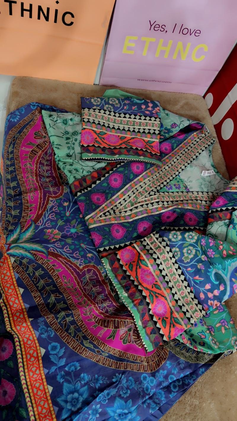 Kaftan shirt Ethnc hota blue green 6500