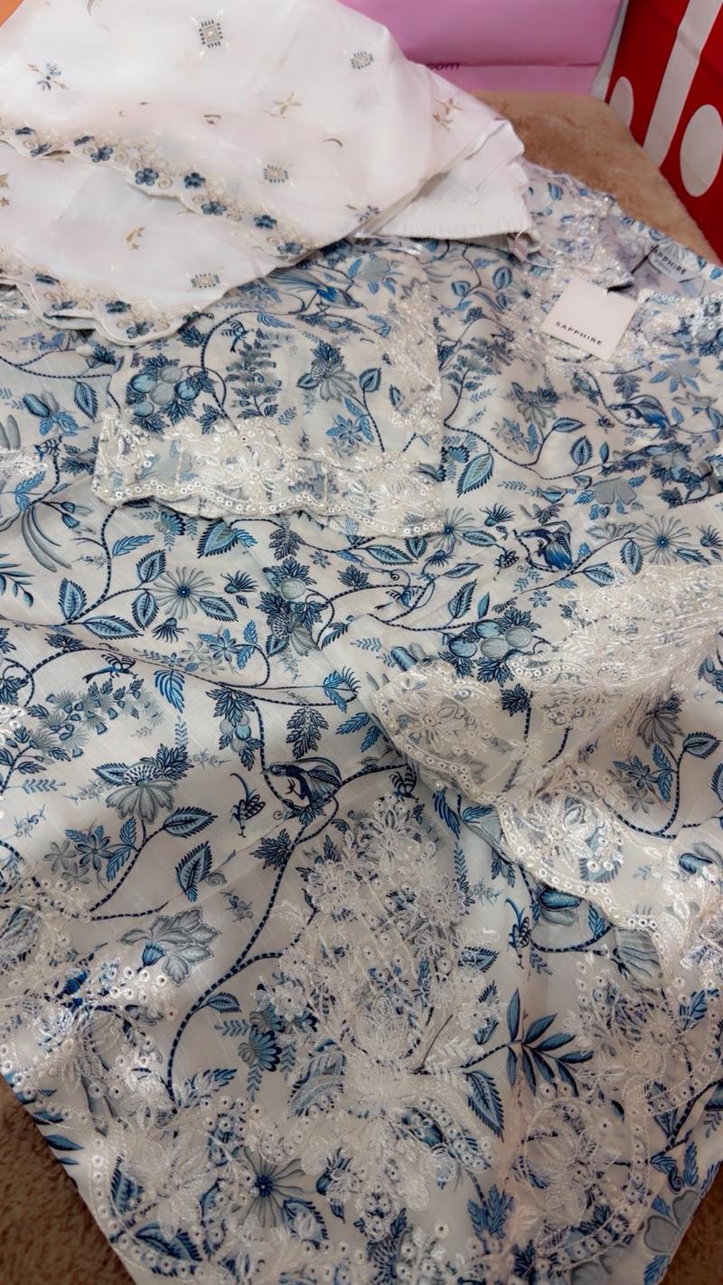 Sky blue embroidered 6950