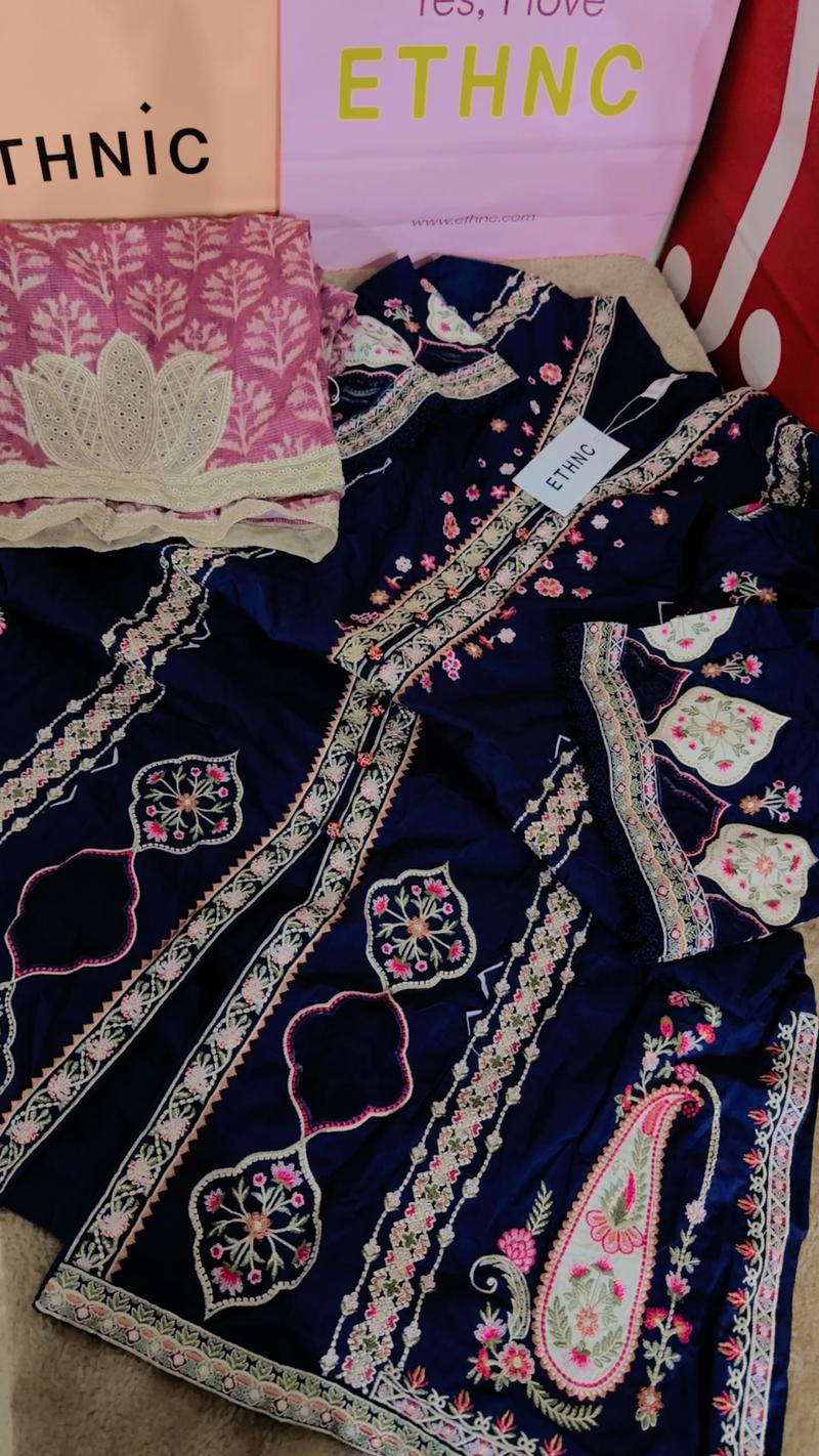 Ethnic medium navy blue pink rozana 